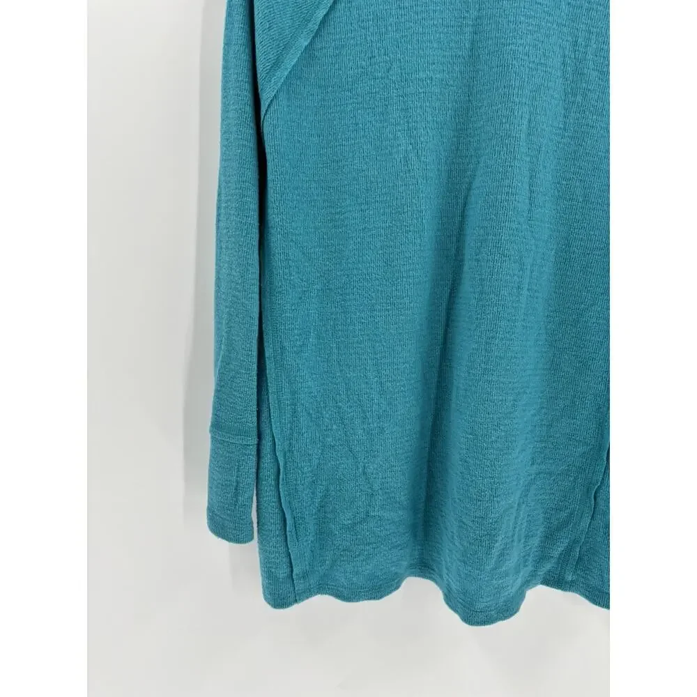 Wildfox Sweater Womens Medium Teal Blue V Neck Soft Knit Stretchy Pullover Top